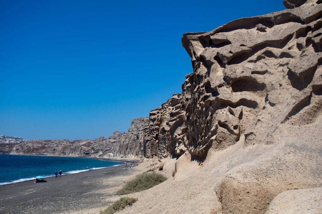 Vlychada beach sculpted volcanic cliffs